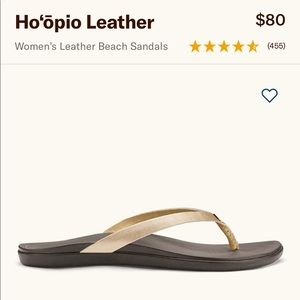 NBW OluKai Women’s Flipflops gold leather Size 6